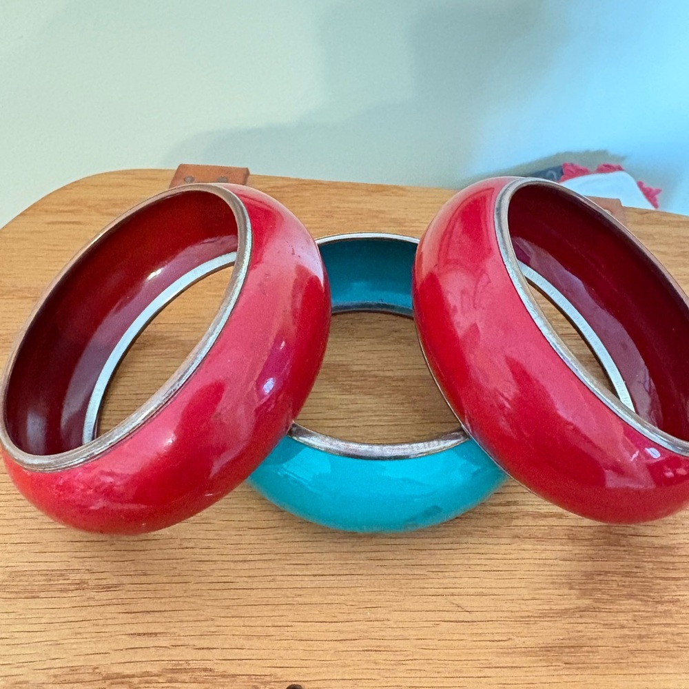 Vintage Red and Blue Bangle Set